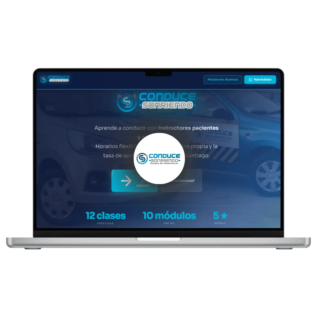 Sitio web Conduce Sonriendo - Escuela de conductores en Chile diseñada por JG Visual