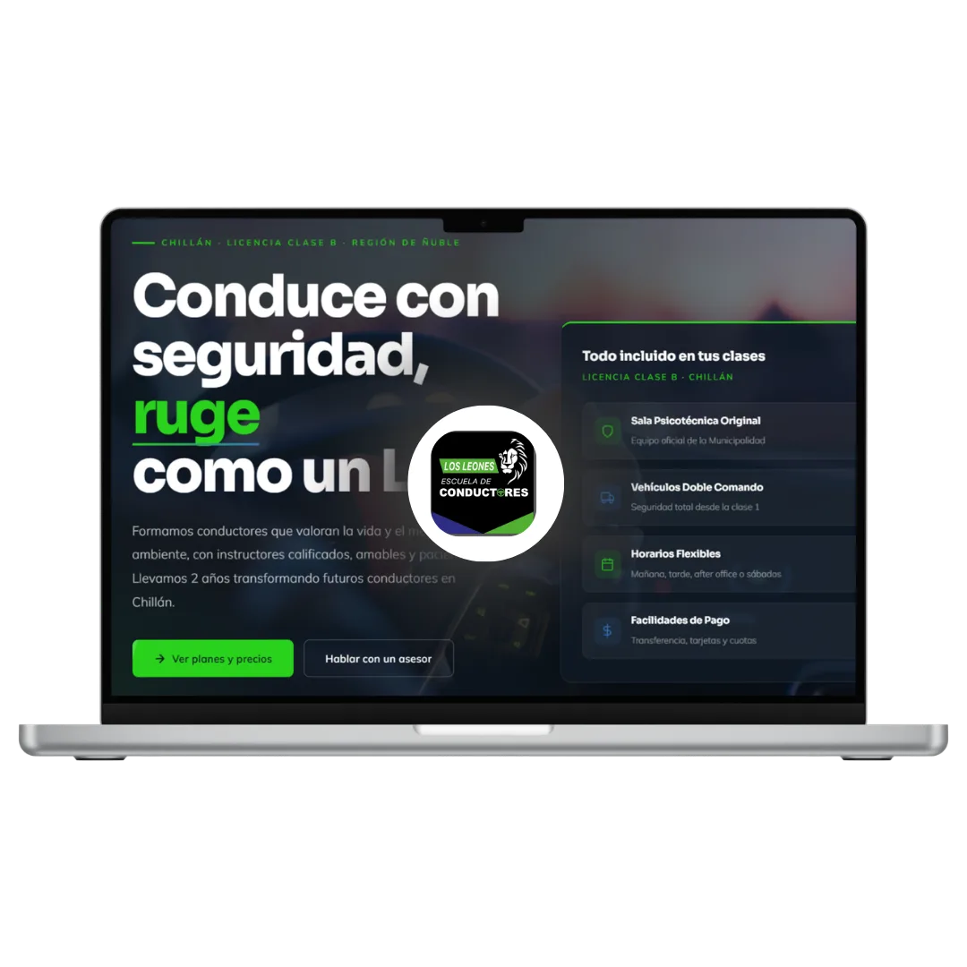 Sitio web Escuela Los Leones Chillán, diseñado por JG Visual