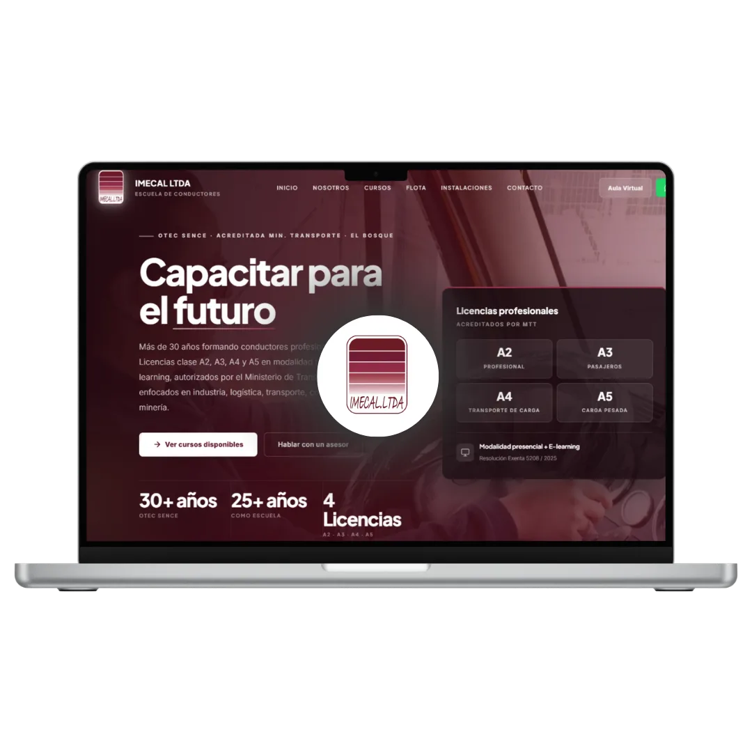 Sitio web Imecal Ltda Chile, diseñado por JG Visual