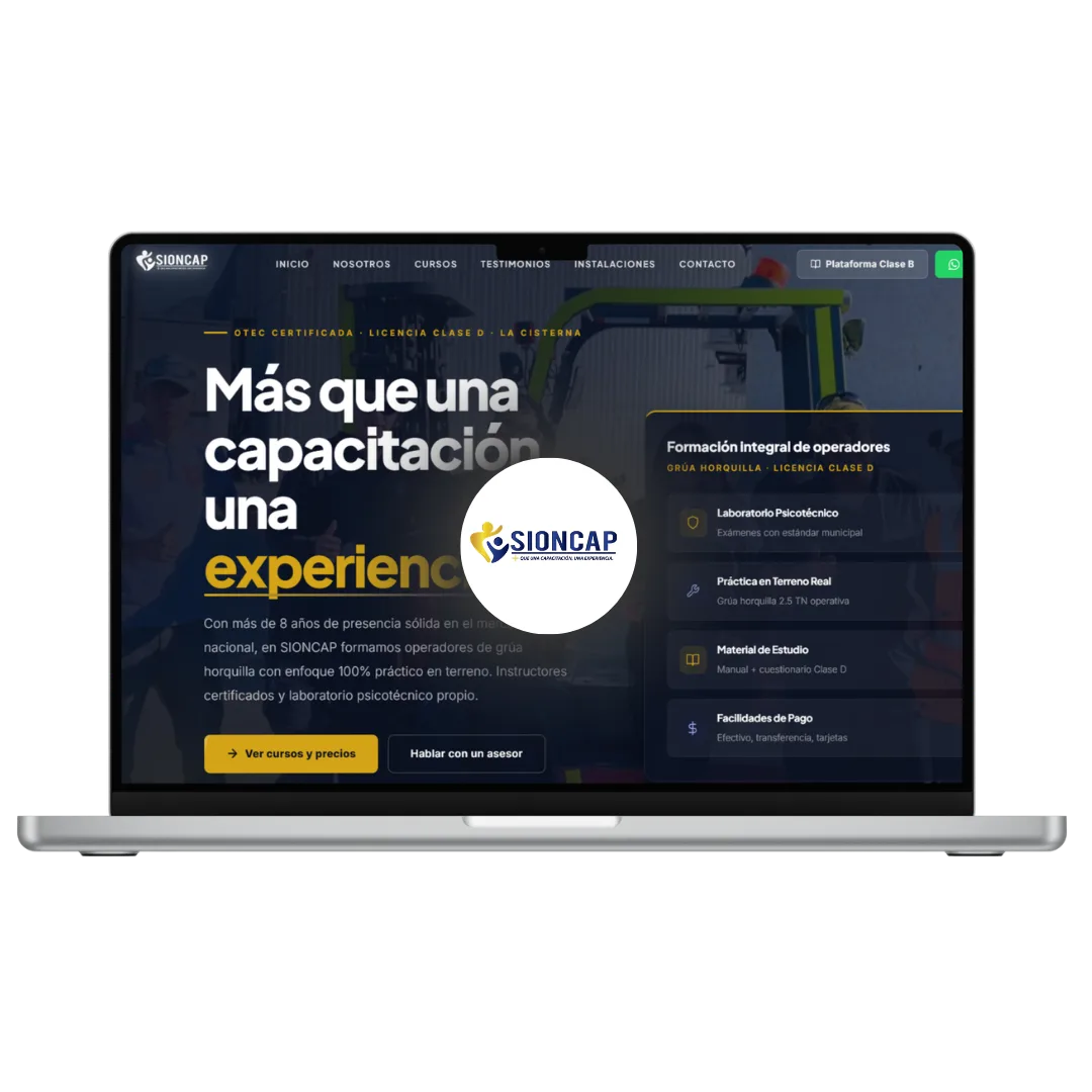 Sitio web Sion Cap Chile, diseñado por JG Visual